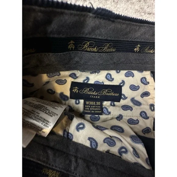 Brooks Brothers Clark Pants Mens Size 38x30 Corduroy Navy Blue Flat Front - Picture 4 of 13